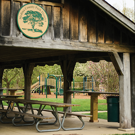 A pavillion at one of Medina's parks