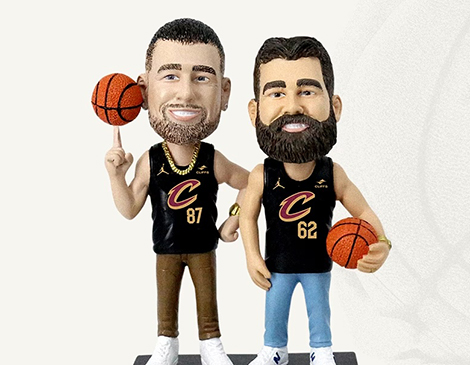 A preview of the bobblehead featuring Travis and Jason Kelce.