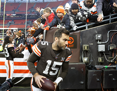 Browns quarterback Joe Flacco after the win against the Jacksonville Jaguars