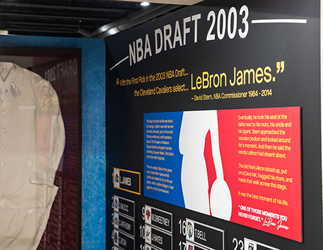 LeBron James was selected first overall in the 2003 NBA Draft and wore the all-white suit in the photo.