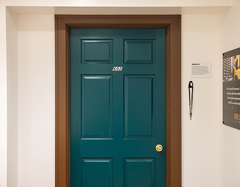 The door to the museum is a replica of the door a young LeBron James would have opened upon entering his SpringHill apartment.