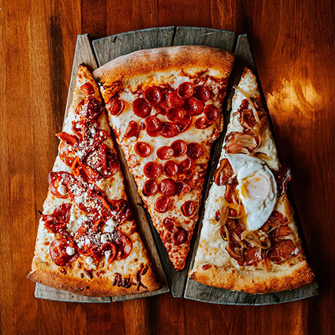 Three slices of pizza from Crust