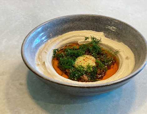 Zhug’s curried lamb and apricot hummus: 