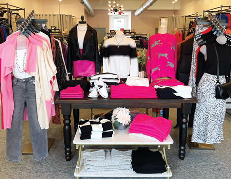 A clothing display inside Apricot Lane Boutique