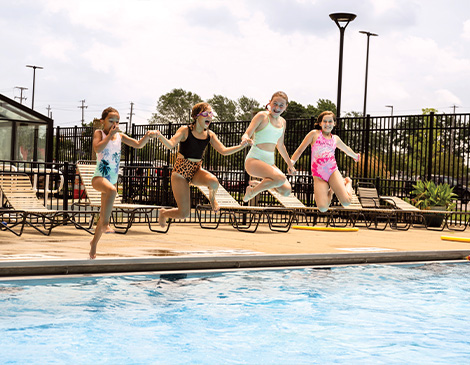 Kids jumping in Brooklyn pool