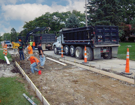 construction workers fixing the road in Brunswick, Ohio