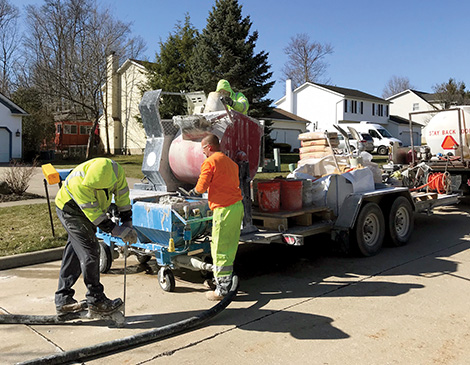 construction workers fixing the road in Brunswick, Ohio