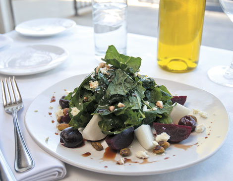 Ohio Cherry Salad with Roasted Beets, Summer Turnips and Toasted Pistachios