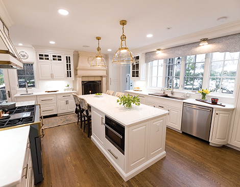 Brightwater Interior Design added light and depth to this Shaker Heights kitchen.
