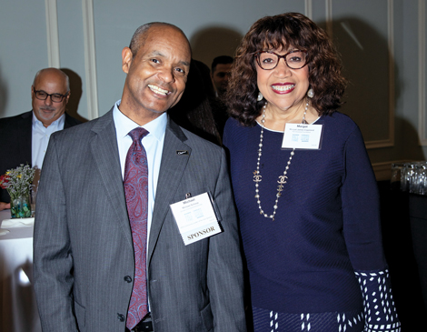 Event sponsor Michael Scoop of the Greater Cleveland Partnership and Margot Copeland of KeyBank