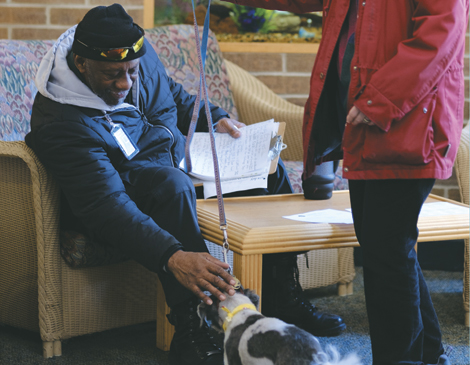 A good service dog knows when he or she is needed. A good service dog knows when he or she is needed.