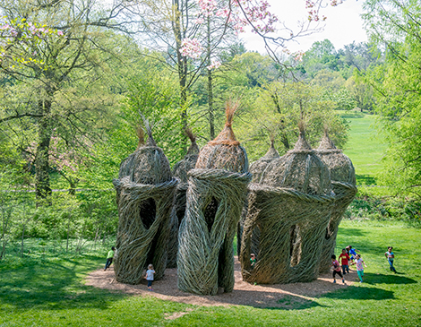 A Waltz in the Woods is one of Patrick Dougherty’s many stick sculptures. A Waltz in the Woods is one of Patrick Dougherty’s many stick sculptures.