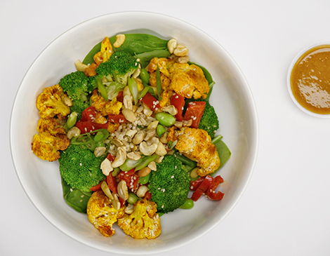 Kung Pao Cauliflower and Broccoli Bowl