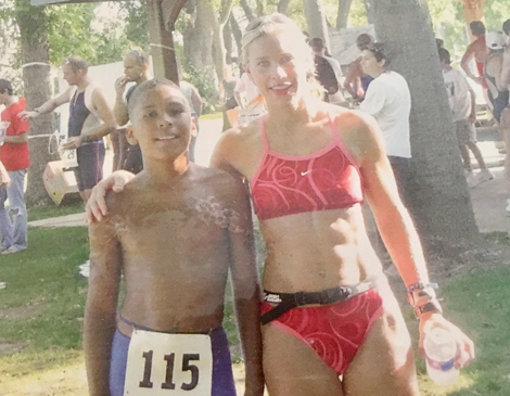 Micah and Noelle Simpson compete in the Cleveland Triathlon in 2005.