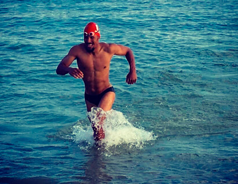 The former Ohio State University swimmer competes in a qualifier at Fairport Harbor.