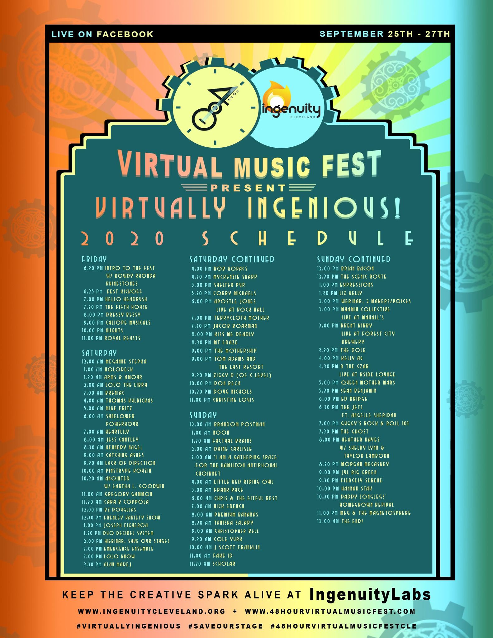Virtually Ingenious Schedule Virtually Ingenious Schedule