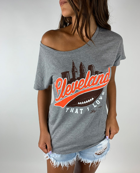 Women's Cleveland Skyline Slouchy T-Shirt, GV Art & Design