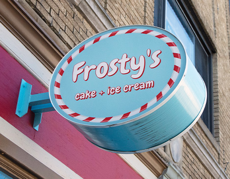Frosty's Cake & Ice Cream sign in Lakewood