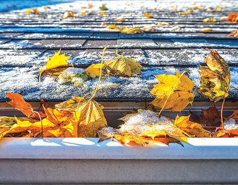 Gutters frozen in winter Cleveland Ohio