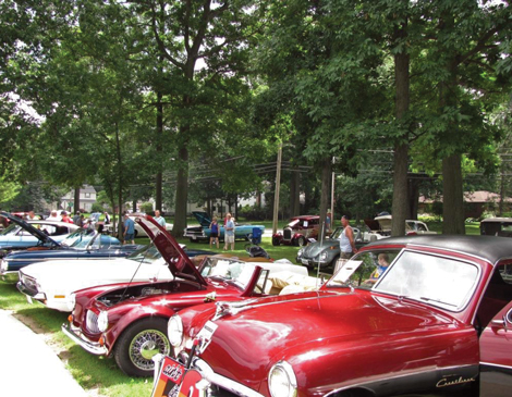 a row of antique cars