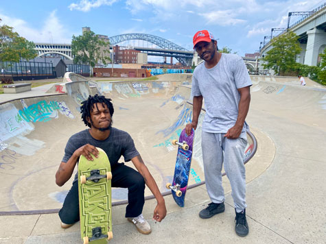 Cleveland Skateboard Family Vashon Davis IV and his son, William Davis III, at Crooked River Skatepark