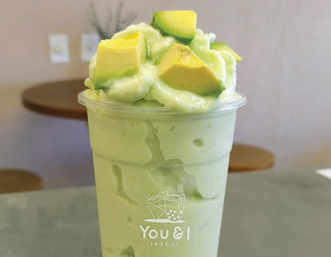an avocado smoothie from You & I Tea Bar